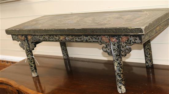 A Chinese lacquered low table W.99cm